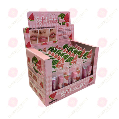Soft Tender Lips Watermelon Lip Gloss & Lip Balm Set - 24PCS