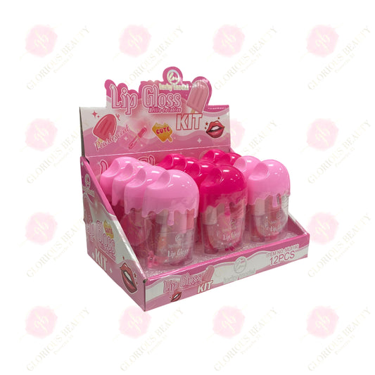 Pearlescent Cute Lip Gloss Kit Popsicle Design - 12PCS