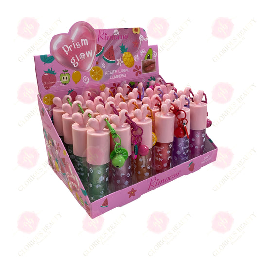 Prism Glow Luminous Lip Oil Keychain - 24PCS