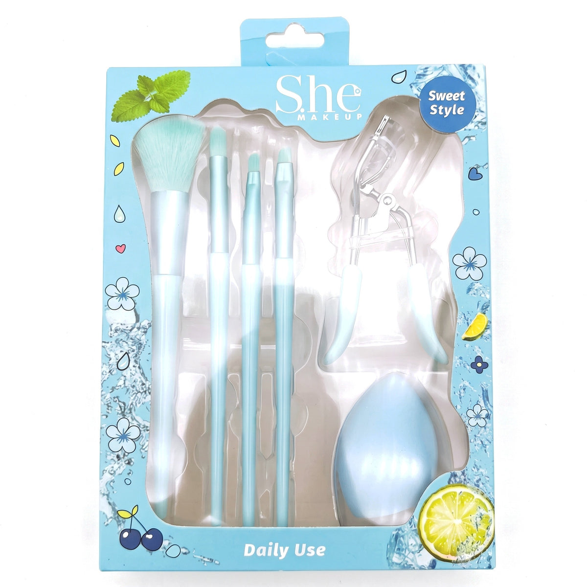 6-Piece Beauty Set by S.he Makeup in Blue