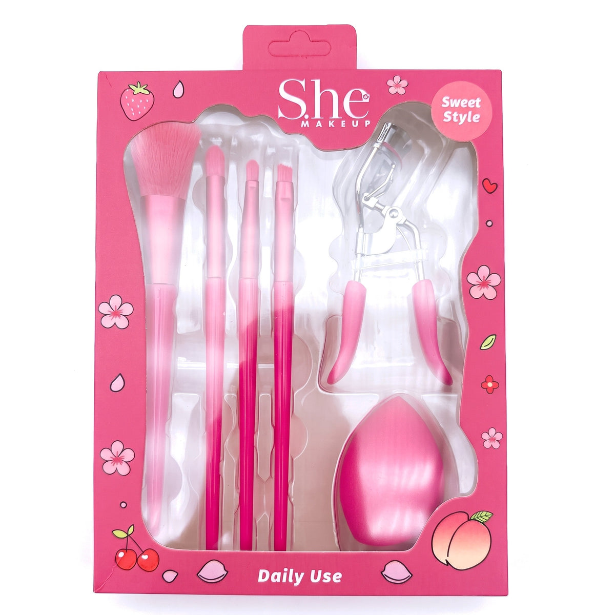 6-Piece Beauty Set by S.he Makeup in Fuchsia