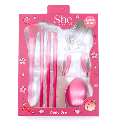 6-Piece Beauty Set by S.he Makeup in Fuchsia