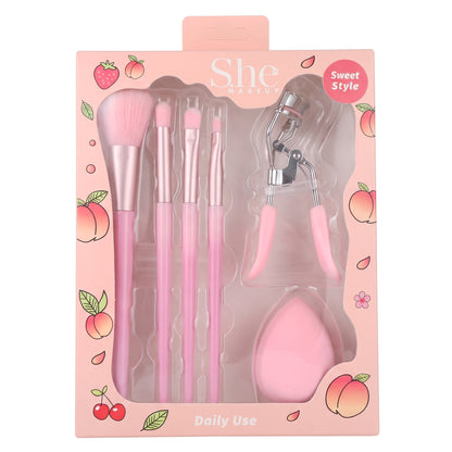6-Piece Beauty Set by S.he Makeup in Pink