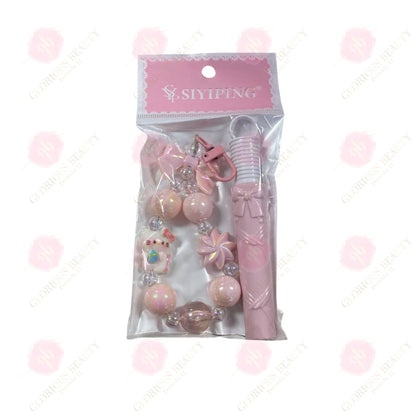 Lip Gloss Bracelet & Keychain Set - 21PCS