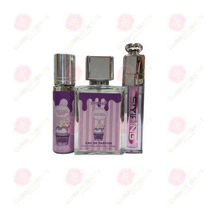 Mallow Madness Purple Perfume and Gloss Set - 144PCS