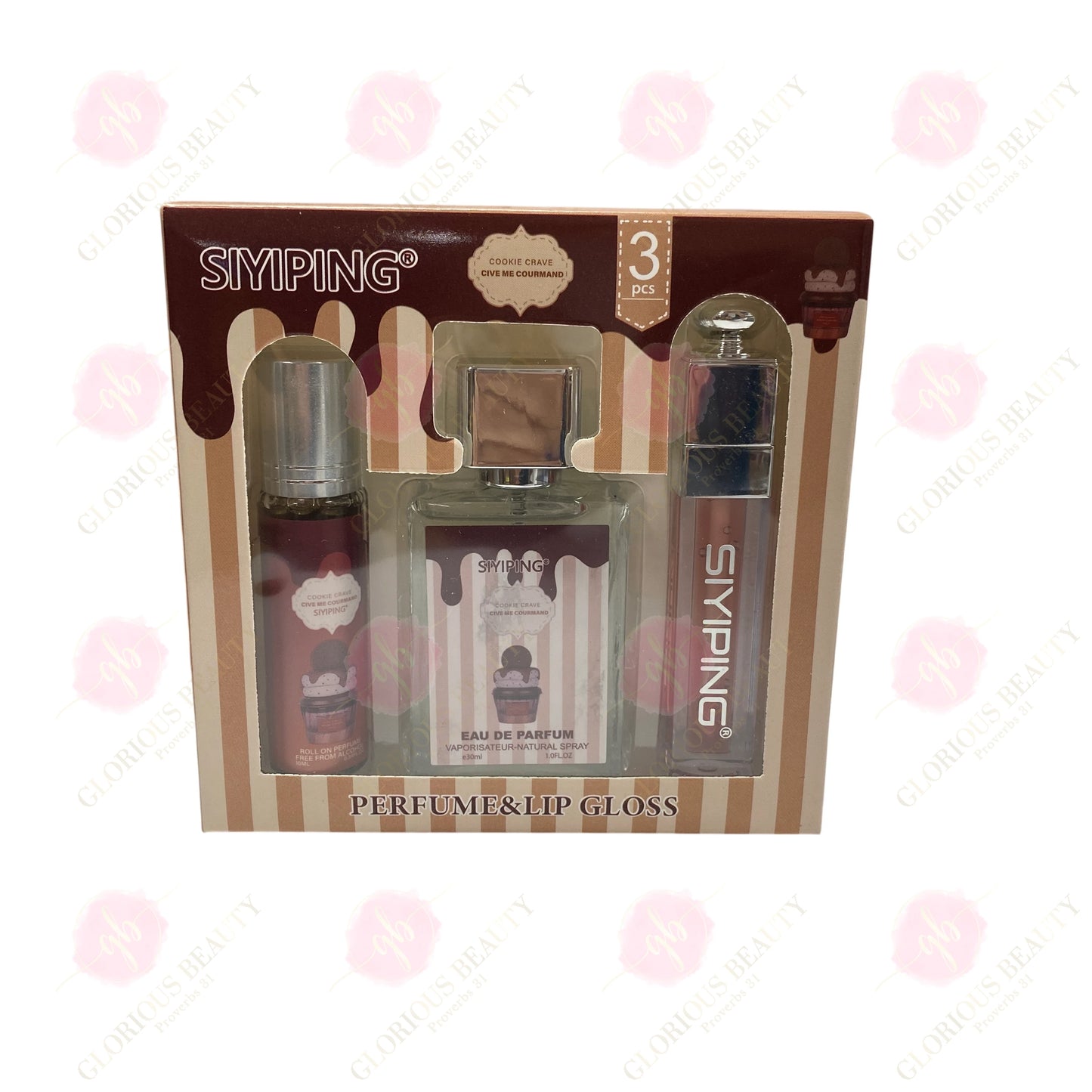 Cookie Crave Brown Perfume and Gloss Set - 144PCS