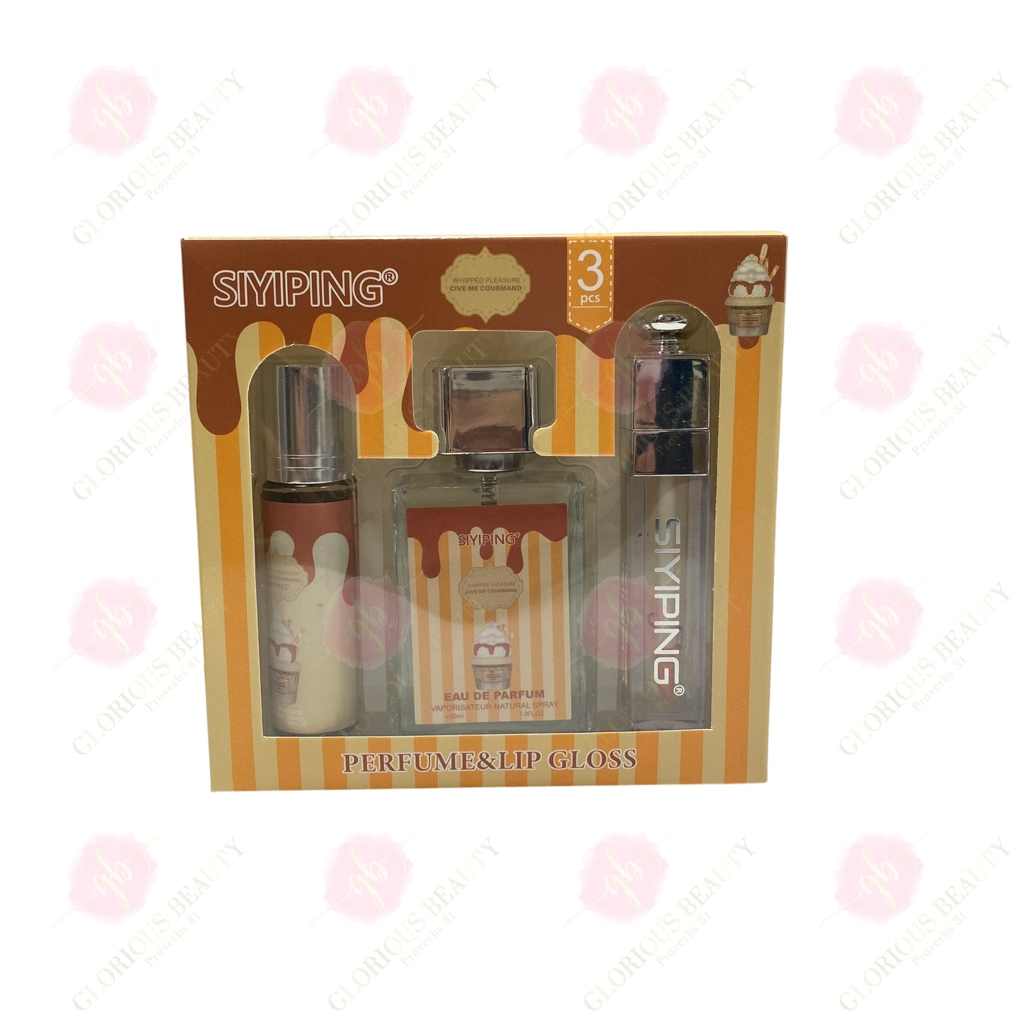 Whipped Pleasure Yellow Caramel Perfume and Gloss Set - 144PCS