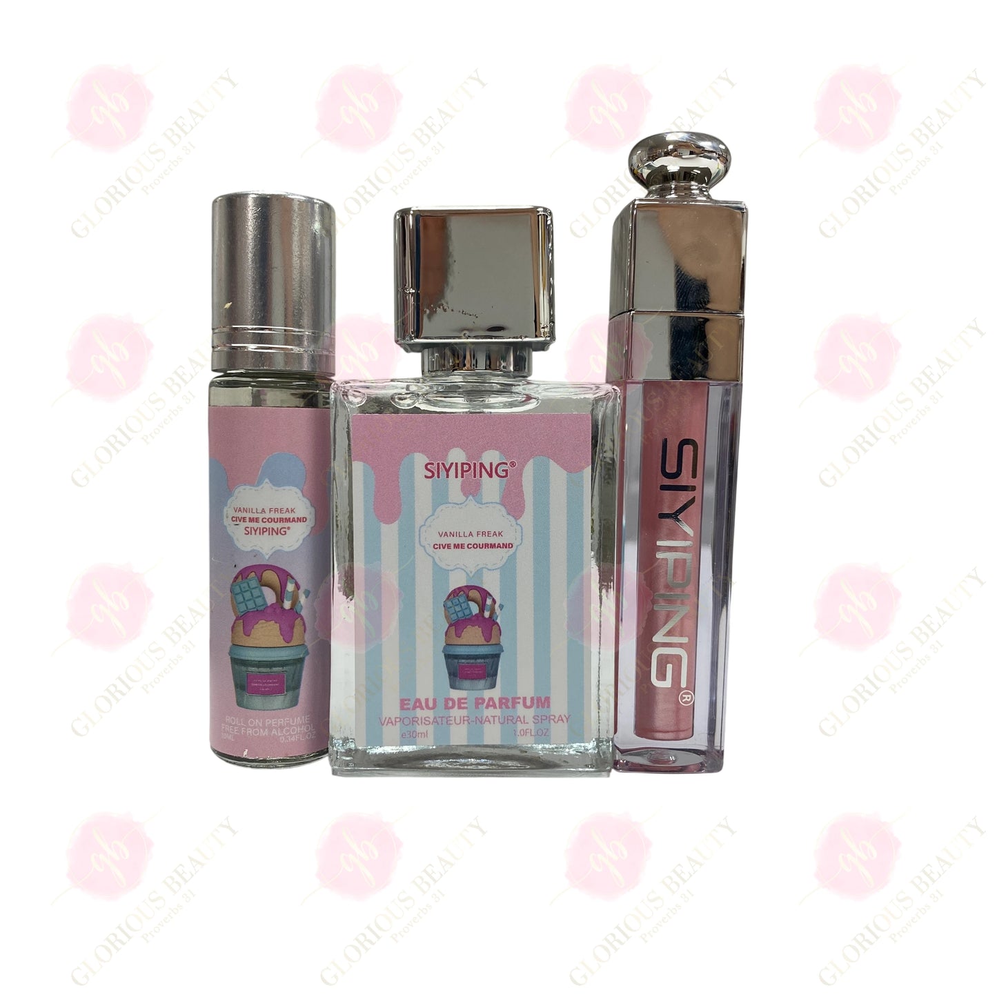 Vanilla Freak Blue and Pink Perfume and Gloss Set - 144PCS