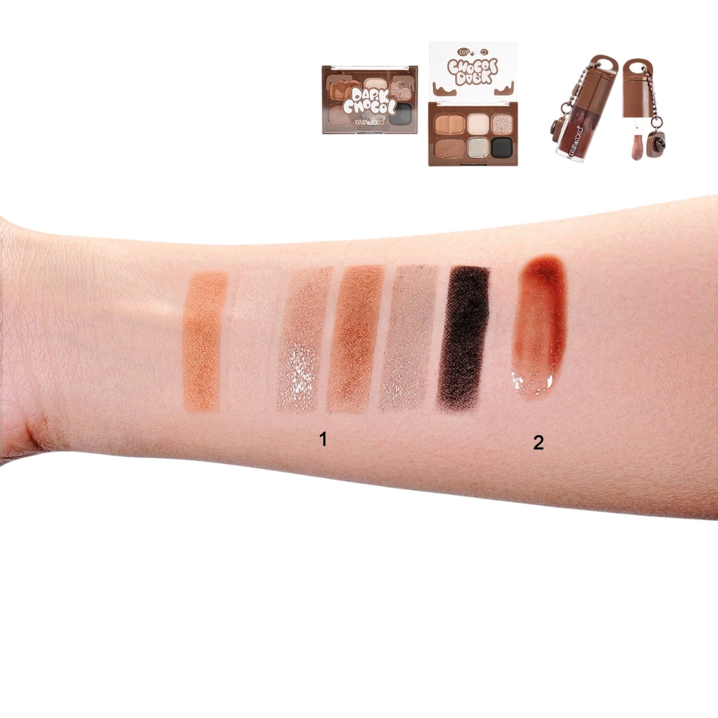 Dark Chocol Palette & Lip Gloss Set - 6PCS