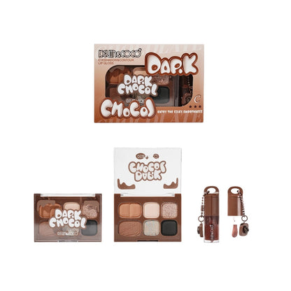 Dark Chocol Palette & Lip Gloss Set - 6PCS