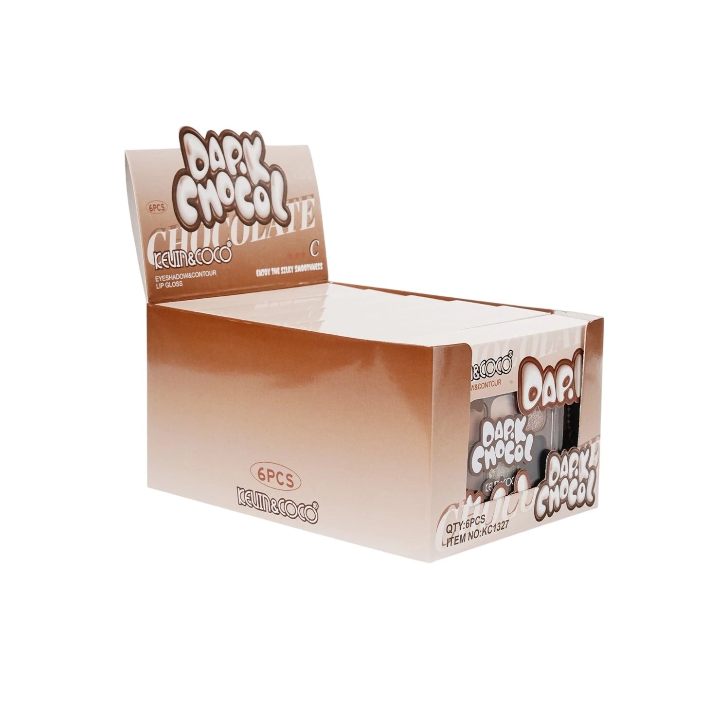 Dark Chocol Palette & Lip Gloss Set - 6PCS