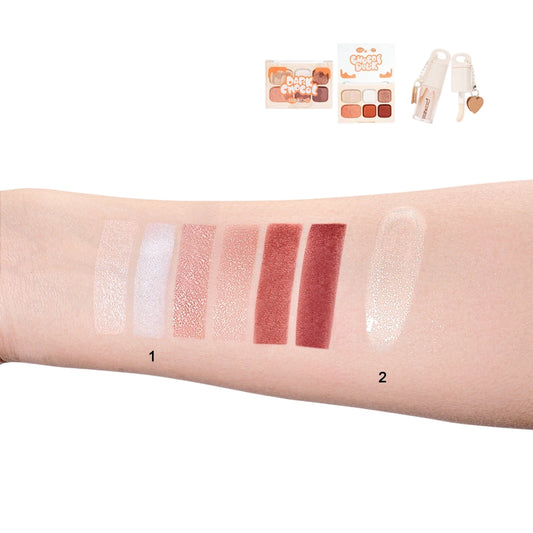 Dark Chocol Palette & Lip Gloss Set - 6PCS
