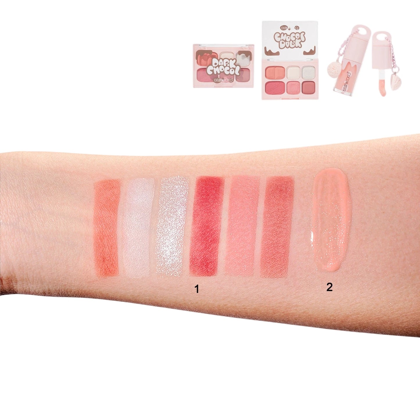 Dark Chocol Palette & Lip Gloss Set - 6PCS