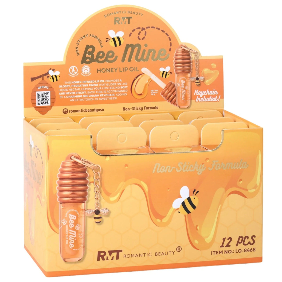 Bee Mine Honey Lip Oil Keychain - 12PCS