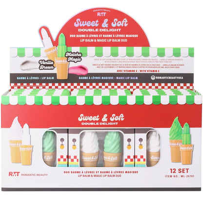 Sweet and Soft Duo Ice Cream Lip Balm Set - 12PCS